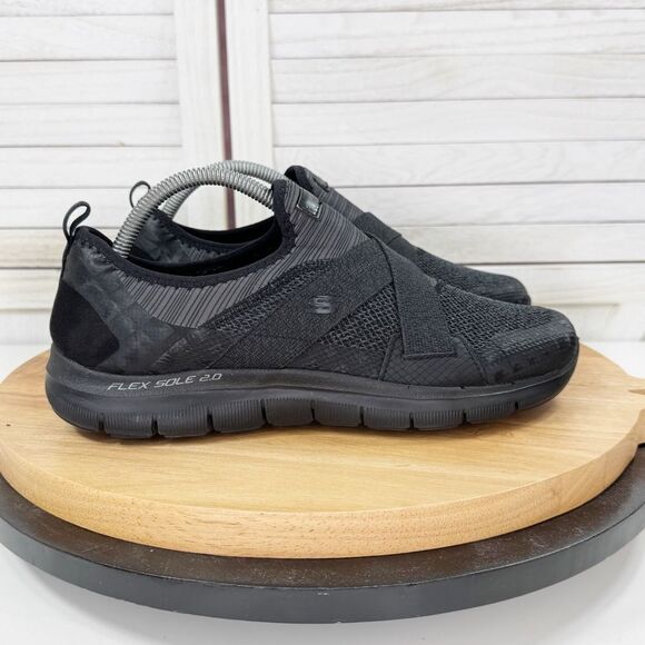Skechers Flex Appeal 2.0 Slip Pn Comfort Sneakers Black Grey 9.5 Womens - Picture 1 of 11